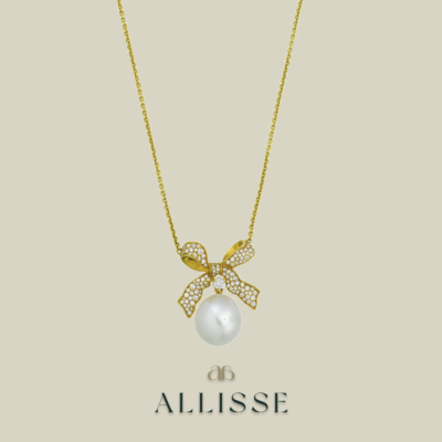 Paspaley pearl and diamond bow necklace