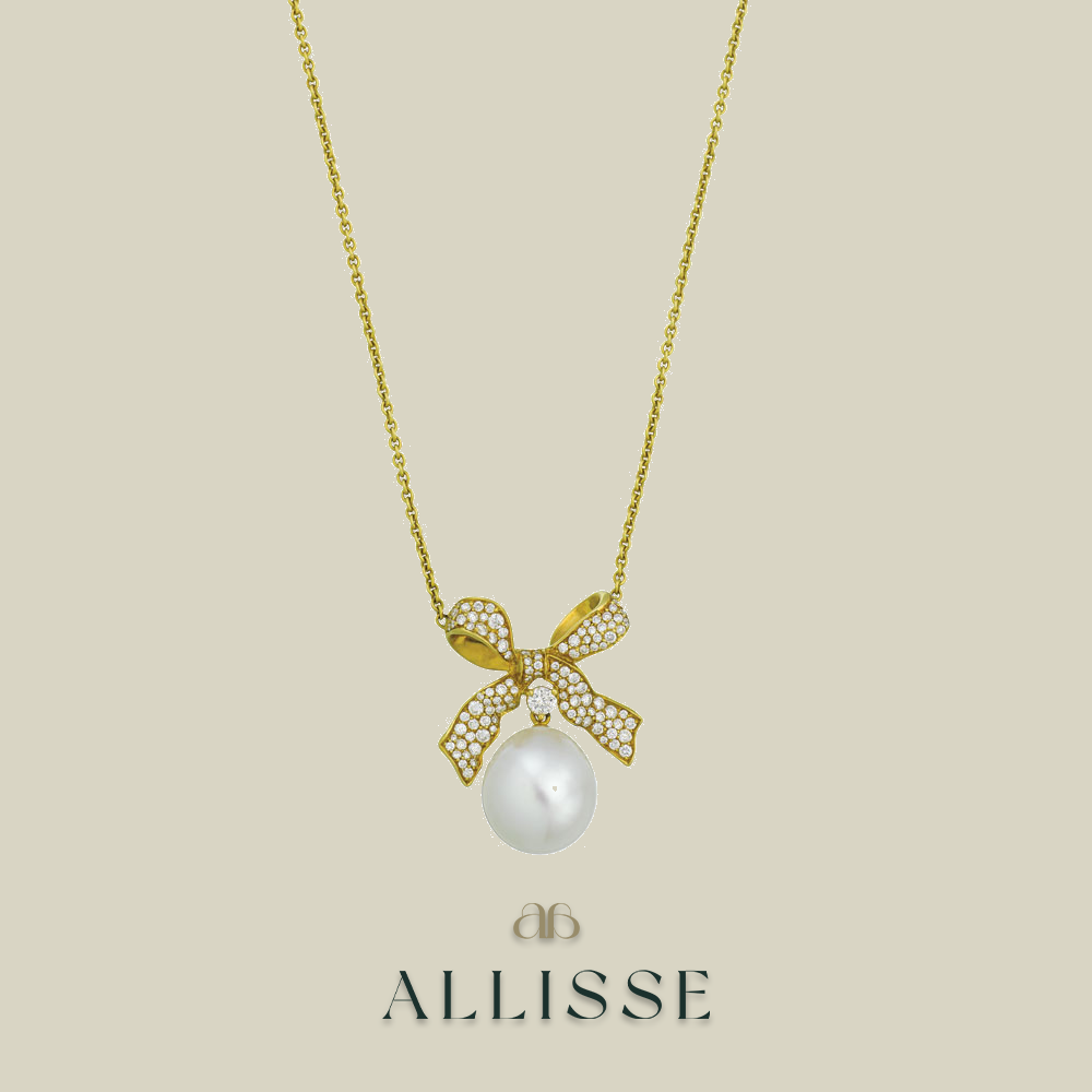 Paspaley pearl and diamond bow necklace