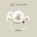 A pearl, sapphire and diamond cluster ring