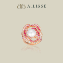 Paspaley pearl, diamonds, and pink sapphire ring