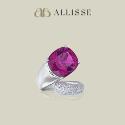 Platinum, tourmaline and diamond ring