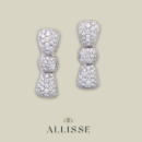 Pair of bow shaped white gold and diamond earrings