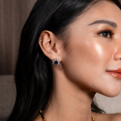 A pair of classic sapphire earrings