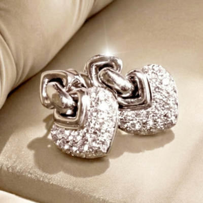 Bulgari doppio cuore white gold earrings