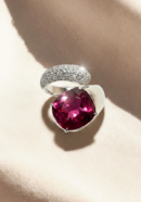 Platinum, tourmaline and diamond ring